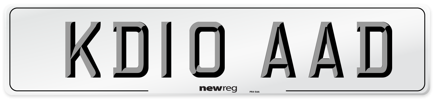 KD10 AAD Number Plate from New Reg